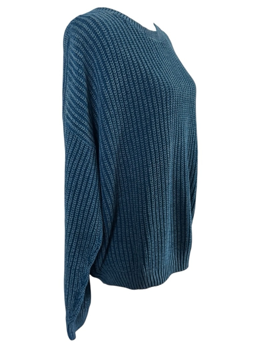 Sonoma Goods For Life Teal Chunky Knit Sweater Women’s Ribbed Crew Necke - Picture 3 of 8